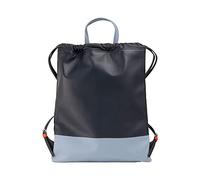 DUDU Beutel-Rucksack aus Leder für Damen Sportlich-moderner Look Beutel-Tasche mit Kordelzug und dünnen Tragegurten aus Leder Navy