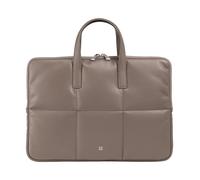 DUDU Damen 14 Zoll PC-Tasche mit gepolstertem, gestepptem Leder. Schulterriemen, Laptoptasche Notebook MacBook bis zu 14“, stylische Umhängetasche Taupe