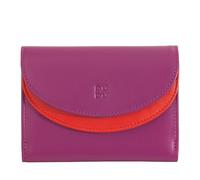 DUDU Damen-Gedldbörse Echtleder RFID mit Münzfach. Portamonnaie Farbig mit Doppelklappe Kreditkartenfach Banknotenfach Fuchsia