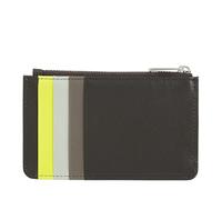 DUDU Damen Leder Herren-Kreditkartenetui, kleine schmale Geldbörse, 4 Kartenfächer, mit Reissverschluss Coffee Brown