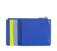 DUDU Damen Leder Herren-Kreditkartenetui, kleine schmale Geldbörse, 4 Kartenfächer, mit Reissverschluss Kornblume