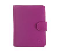 DUDU Damen Portemonnaie aus weichem buntes Leder, RFID-Block, Reißverschluss und Kreditkartenhalter Fuchsia