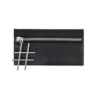 DUDU Damen Portemonnaie Elegant aus Leder schlankes Design mit Reissverschluss und Kreditkarten-Fächern Schwarz