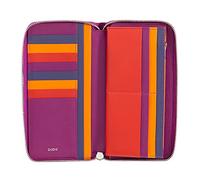 DUDU Damen Portemonnaie Gross RFID mit Reissverschluss Nappa Leder Zip Around 14 Kreditkarten-Fächer und Münzfach Fuchsia