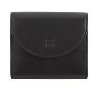 DUDU Damen Slim Echtleder Mini Geldbörse mit Reißverschluss, Knopfverschluss, kompakte Bunte Geldbörse Schwarz