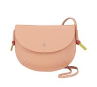 DuDu Damen Umhängetasche mit Echtleder Klappe, Kleine Umhängetasche mit Magnetknopf Klappe, Tasche Puder rosa
