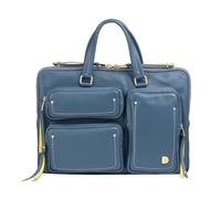 DUDU Elegante Damen-Laptoptasche aus Leder mit Schultergurt - Laptop-Tasche für die Arbeit mit Organizer-Taschen, geräumig und professionell, für Computer und Dokumente Denim blau