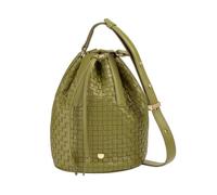 DUDU Große Damen-Handtasche aus geflochtenem Leder - elegante Crossbody-Tasche mit verstellbarem Schultergurt, Kordelzug und Innentasche Olivgrün