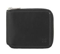 DUDU Herren-Brieftasche RFID, aus weichem Leder mit kleinem außenliegendem Reißverschluss und 6 Kreditkartenfächern. Schwarz