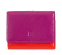 DUDU Kleine Damen-Brieftasche aus Leder mit RFID-Schutz, Münzfach und Klickverschluss, kompakt, 6 Kartenfächer Fuchsia