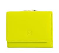 DUDU Kleine Damen-Brieftasche aus Leder mit RFID-Schutz, Münzfach und Klickverschluss, kompakt, 6 Kartenfächer Lime