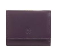 DUDU Kleine Damen-Brieftasche aus Leder mit RFID-Schutz, Münzfach und Klickverschluss, kompakt, 6 Kartenfächer Deep Purple