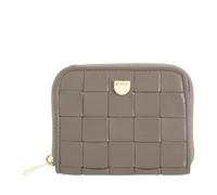 DUDU Kleine Damen-Geldbörse aus geflochtenem Leder mit Reißverschluss Around - elegant und kompakt, Kartenhalter, Geldbörse und Banknoten mit Reißverschluss, Taupe