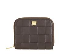 DUDU Kleine Damen-Geldbörse aus geflochtenem Leder mit Reißverschluss Around - elegant und kompakt, Kartenhalter, Geldbörse und Banknoten mit Reißverschluss, Coffee Brown