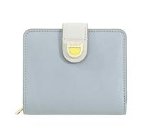 DUDU Kleine Damen-Geldbörse aus Leder mit Münzfach mit Reißverschluss - kompakte Geldbörse mit Knopfverschluss, Banknotenhalter, Kartenhalter Cloud Grey
