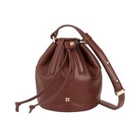 DUDU Kleine Damen Säckchen Tasche aus Echtem Leder mit Verstellbarem Umhängegurt und Kordelzugverschluss - Elegante und Kompakte Umhängetasche mit Schnur, Perfekt für den Alltag Schokolade