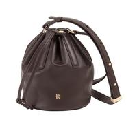 DUDU Kleine Eimertasche für Damen aus echtem Leder mit verstellbarem Schultergurt und Kordelzugverschluss - Elegante und kompakte Umhängetasche mit Kordelzug, perfekt für den täglichen Gebrauch Coffee