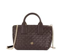 DUDU Kleine geflochtene Ledertasche für Damen mit Reißverschluss - Elegante Mini-Tasche mit Kettengurt, Schultertasche, kompakte und raffinierte Handtasche, Coffee Brown