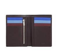 DUDU Mehrfarbige hochkant Geldbörse RFID mit Reißverschluss Dunkelburgundy