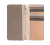 DUDU Brieftasche Damen Groß Lang aus rosa Metallic-Leder mit Patte Mulit-Slot Münzfach und Kartenfächern Ballerina