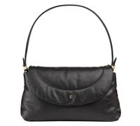 DUDU Damen Tasche aus weichem Leder, gepolsterte Umhängetasche, Gesteppte Handtasche mit abnehmbarem Riemen und Überschlag Schwarz Rose