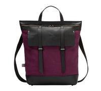 DUDU Rucksack Damen Herren gross aus Leder Canvas Stoff bicolor mit Reissverschluss und verstellbarem Schulterriemen Pflaume