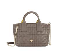 DUDU Tasche aus Leder für Damen, klein, geflochten, mit Reißverschluss - elegante Mini-Tasche mit Ketten-Schultergurt, kompakte und raffinierte Handtasche, Taupe