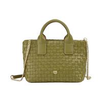 DUDU Tasche aus Leder für Damen, klein, geflochten, mit Reißverschluss - elegante Mini-Tasche mit Ketten-Schultergurt, kompakte und raffinierte Handtasche, Olivgrün