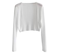dünne sommerjacke damen - cardigan damen kurz Strickjacke Kurz 3/4 Ärmel Bolero Cardigan Open Front V Ausschnitt Knit Bolerojacke Festlich Solid Kurzjacke/jacke/bomberjacke/laufjacke/steppjacke