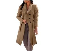 Dufflecoat Wolljacke Schmale Revers Trenchcoat Damen Peacoat Winter Wollmantel Einfarbig Frauenmantel Winddichter Oberbekleidung Langarm Übergangsjacke Elegant Blazermantel Business Casual Wintercoat