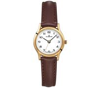 Dugena Uhren 4461109 Damenuhr Vintage Weiß/Gold Lederband Braun