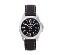 DUGENA Armbanduhr für Jungen, 4461062, Keno, Quarz, schwarzes Zifferblatt, Edelstahlgehäuse, Mineralglas, Leder-Textil-Armband, Dornschließe, 5 bar