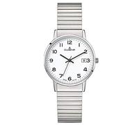 DUGENA Damen-Armbanduhr 4460752 Moma, Quarz, weißes Zifferblatt, Edelstahlgehäuse, Mineralglas, Edelstahl-Zugband, 3 bar