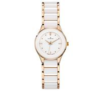 Dugena Damen-Armbanduhr Amica Ceramica, Quarz, Keramikgehäuse 29 mm, Weiß/Roségold, elegant klassisch