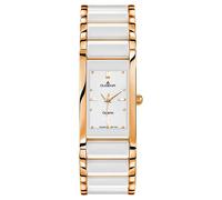 Dugena Damen Quarz-Armbanduhr, Keramik, Gehärtetes Mineralglas, Quadra Ceramica, Weiß/Gold, 4460590