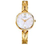 Dugena Damen-Armbanduhr 4460669 Elin, Quarz, perlmuttfarbenes Zifferblatt, Edelstahlgehäuse, Mineralglas, Edelstahlhalbspange, Drückerfaltschließe, 3 bar