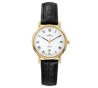 Dugena Damen Quarz-Armbanduhr, Saphirglas, Lederarmband, Zenit, Schwarz/Gold, 4460366