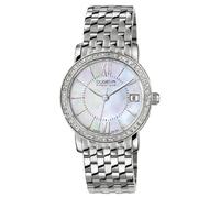 Dugena Damen Quarz-Armbanduhr, Saphirglas, Mit Zirkonia besetztes Lünette, Edelstahl-Armband, Silber/Perlmutt, 7500138-1
