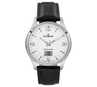 Dugena Herren-Armbanduhr 4460861 Tresor Funk, Funkuhrwerk, weißes Zifferblatt, Edelstahlgehäuse, Saphirglas, Lederarmband, Dornschließe, 10 bar