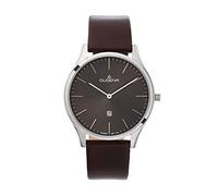 DUGENA Herren-Armbanduhr, 4461050, Plano, Quarz, schwarzes Zifferblatt, Edelstahlgehäuse, Saphirglas, Lederarmband, Dornschließe, 3 bar