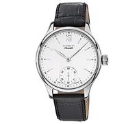 DUGENA Herren-Armbanduhr 7000116 Epsilon 9, Handaufzug, weißes Zifferblatt, Edelstahlgehäuse, Saphirglas, Lederarmband, Dornschließe, 5 bar