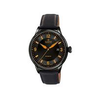 Dugena Herren-Armbanduhr 7000303 Kappa 1, Automatik, schwarzes Zifferblatt, Edelstahlgehäuse, Saphirglas, Lederband, Dornschließe, 5 bar