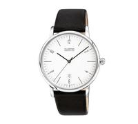 Dugena Herren-Armbanduhr Dessau, Quarz, Edelstahlgehäuse, Hart-Acrylglas, Bauhaus-Design, 3 bar, Farbe:Lederband schwarz