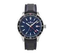 Dugena Herren-Armbanduhr GMT, Quarz, Edelstahl, Saphirglas, Datumsanzeige, wasserdicht, 10 bar, Farbe:Blau