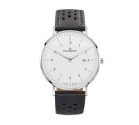 Dugena Herren-Armbanduhr Manhattan, Quarz, Edelstahlgehäuse, Saphirglas, Lederarmband, Dornschließe, 3 bar, Farbe:Weiß