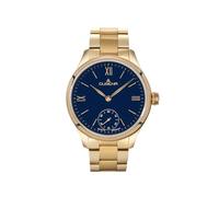 Dugena Herren Hochzeit Armbanduhr, Handaufzug, Gliederband Gold, Gehäuse goldfarben, Zifferblatt Blau