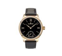 Dugena Herren Hochzeit Armbanduhr, Handaufzug, Lederband Schwarz, Gehäuse goldfarben, Zifferblatt Schwarz