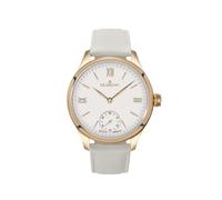 Dugena Herren Hochzeit Armbanduhr, Handaufzug, Lederband Weiß, Gehäuse goldfarben, Zifferblatt Weiß