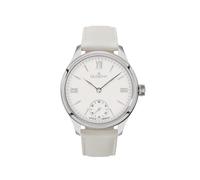 Dugena Herren Hochzeit Armbanduhr, Handaufzug, Lederband Weiß, Gehäuse silberfarben, Zifferblatt Weiß