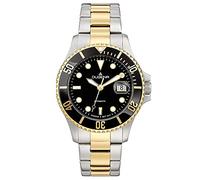Dugena Herren Quarz-Armbanduhr, Schraubkrone, Gehärtetes Mineralglas, Diver, Silber/Gold/Schwarz, 4460776